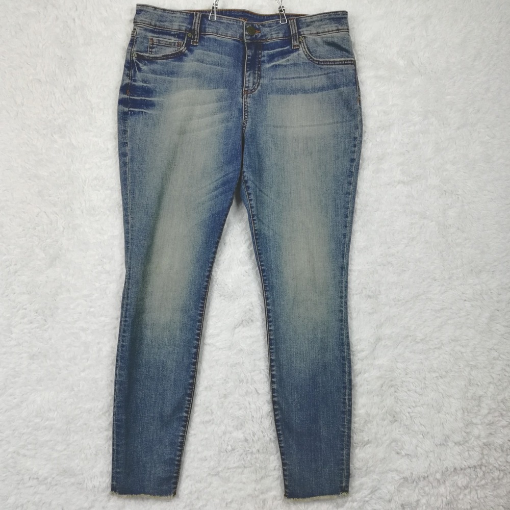 Kut From The Kloth Womens Jeans Ankle Skinny Blue Denim Raw Hem High Long 16L